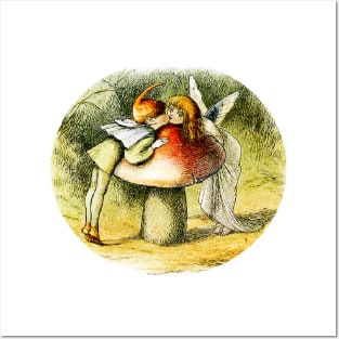 Elf in love with the fairy... in a mushroom landscape Posters and Art